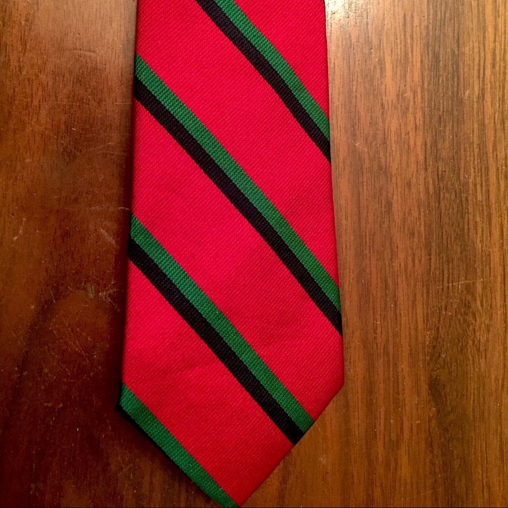 Red Silk J Press Regimental  Striped Tie